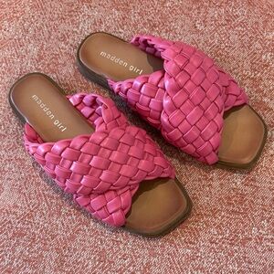 Madden Girl Pink Braided Slide Sandals